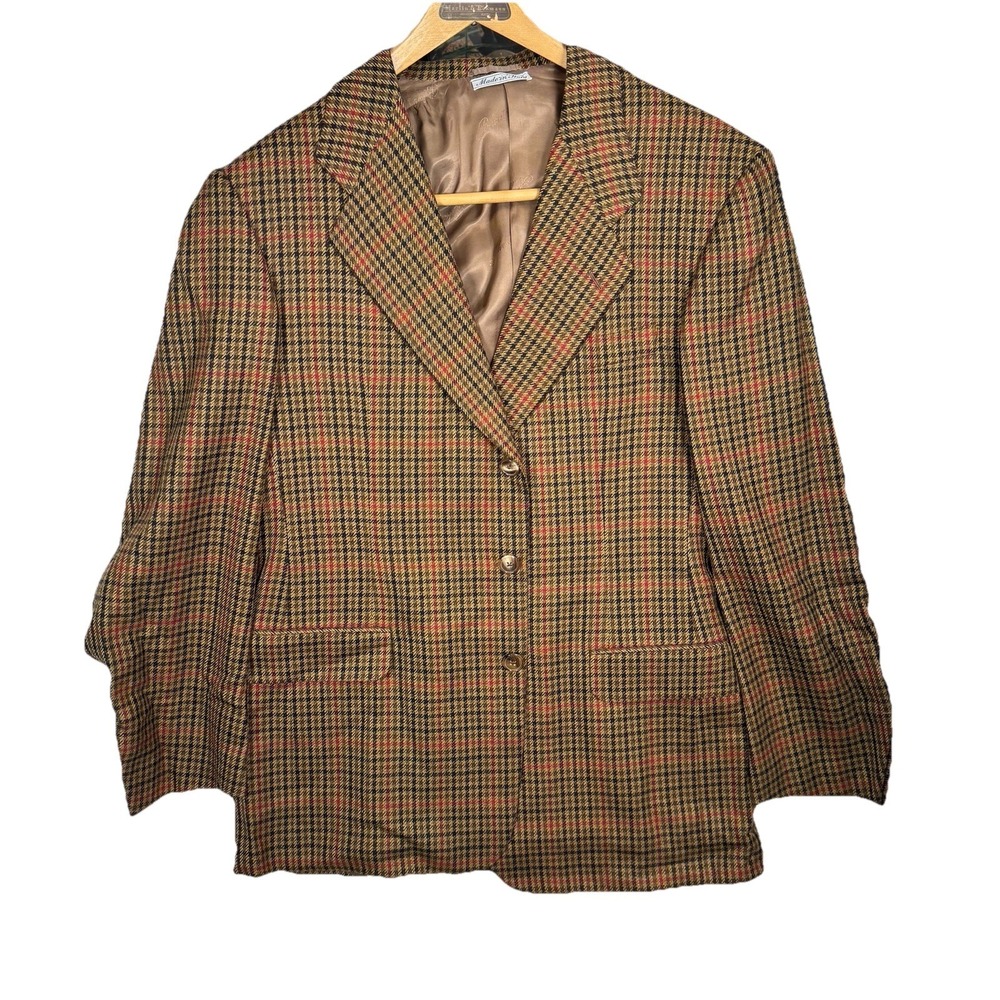 Belvest Tailoring Style Men's Wool Sports Coat Brown Houndstooth Made In Italy